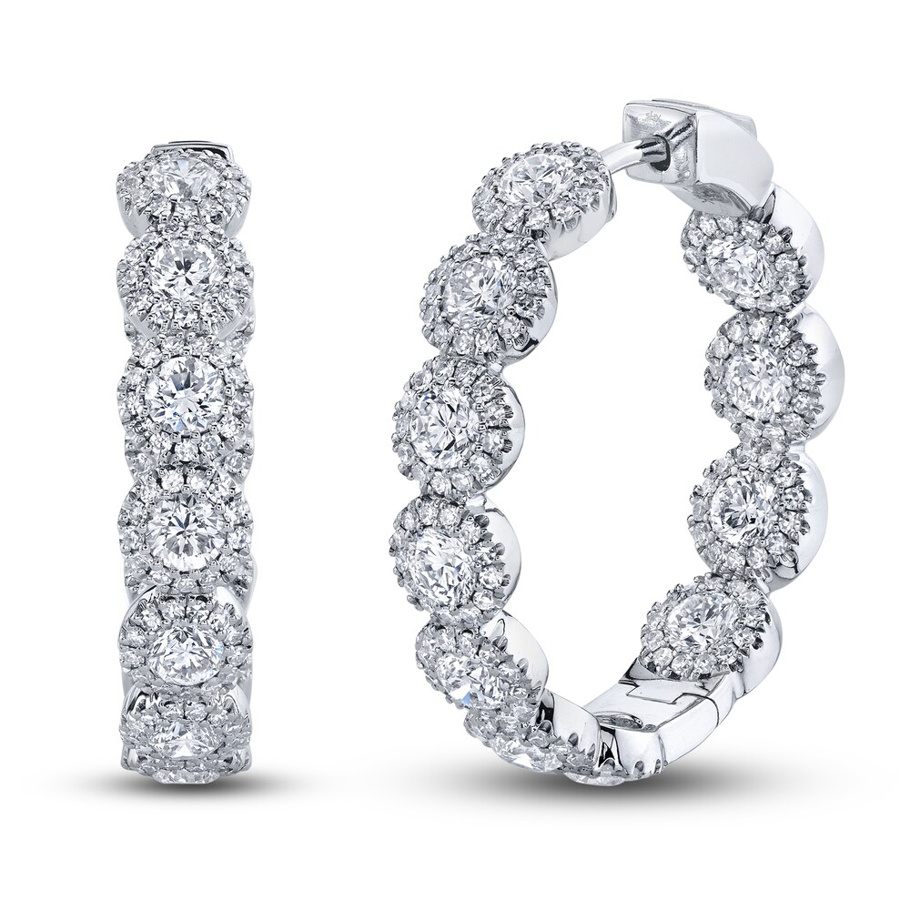 Shy Creation Diamond Hoop Earrings 2-5/8 ct tw Round 14K White Gold SC55020052 01GjMNHw