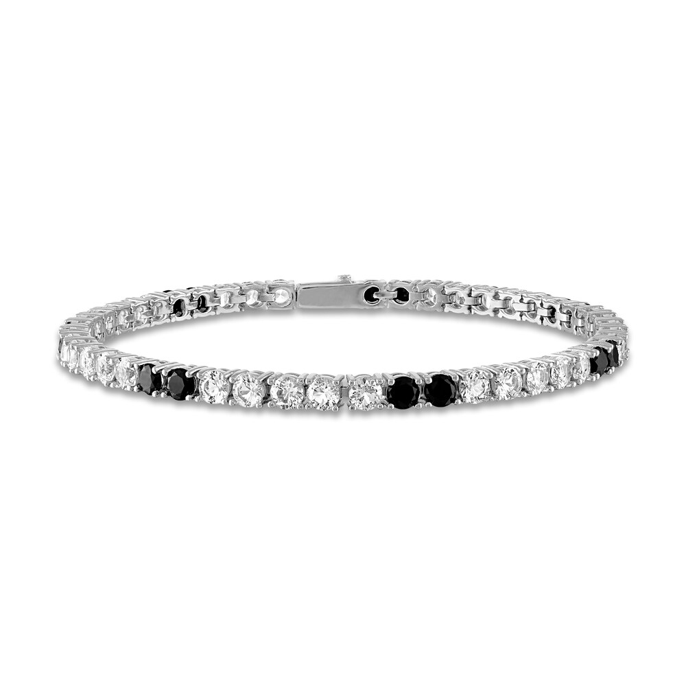 1933 by Esquire Men's Natural White Topaz & Natural Black Spinel Bracelet Sterling Silver 036NEjrT