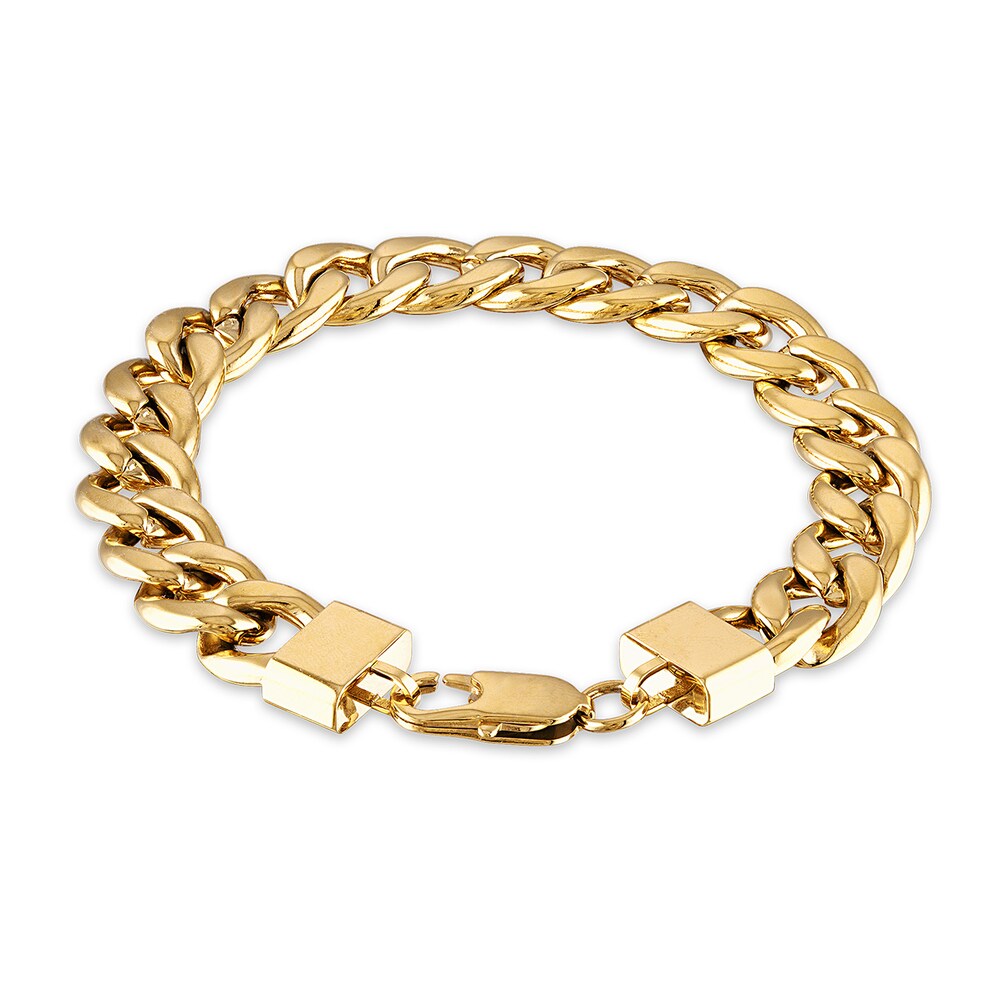 Men's Curb Chain Bracelet Gold Ion-Plated Stainless Steel 03ooV6OO