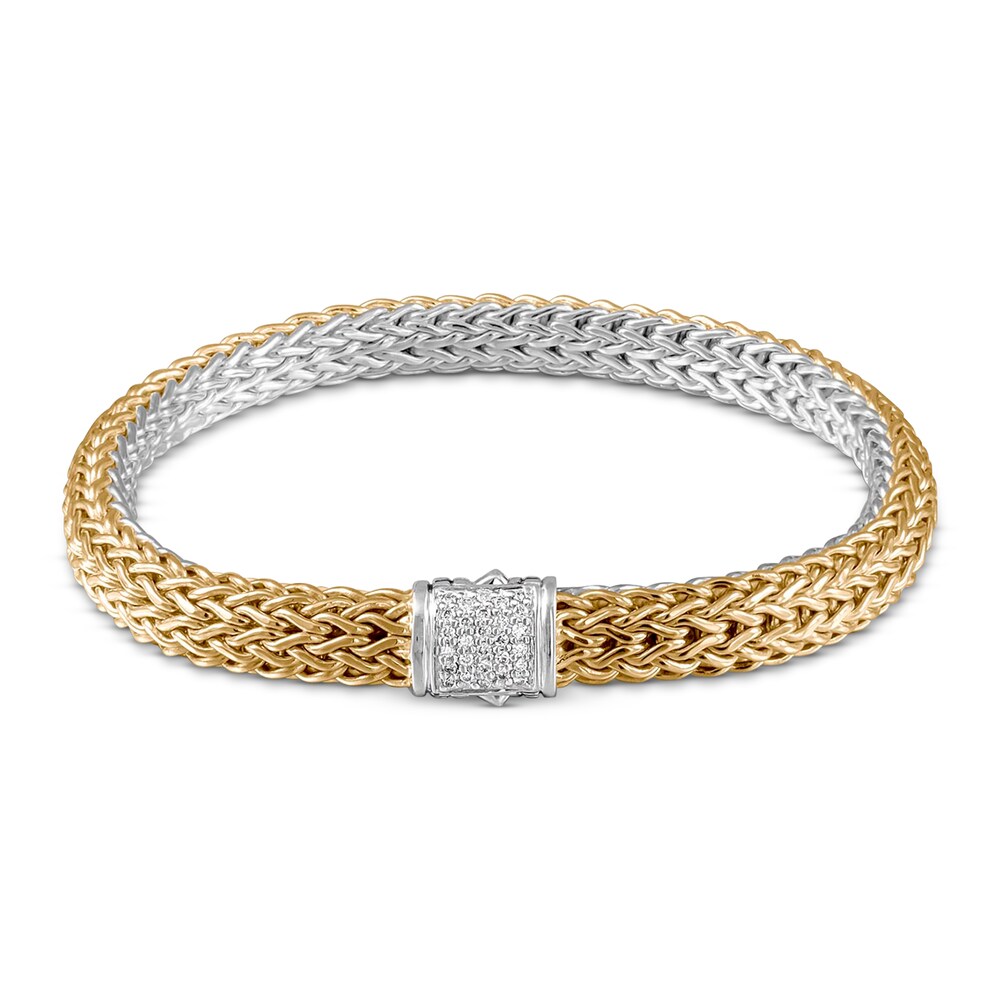 John Hardy Classic Chain Reversible Diamond Bracelet 1/8 ct tw Sterling Silver/18K Yellow Gold 04EPNDuL