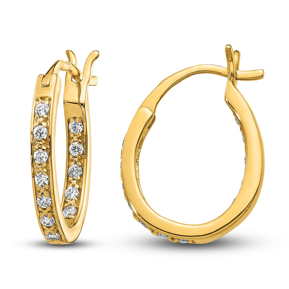 Diamond Hoop Earrings 1/4 ct tw Round 14K Yellow Gold 05oKEP2g