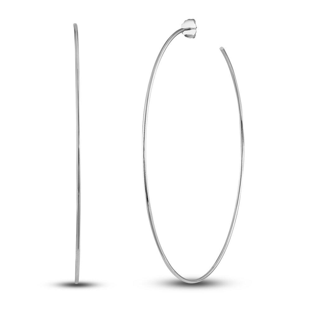 Round Wire Hoop Earrings 14K White Gold 75mm 05vFccIH