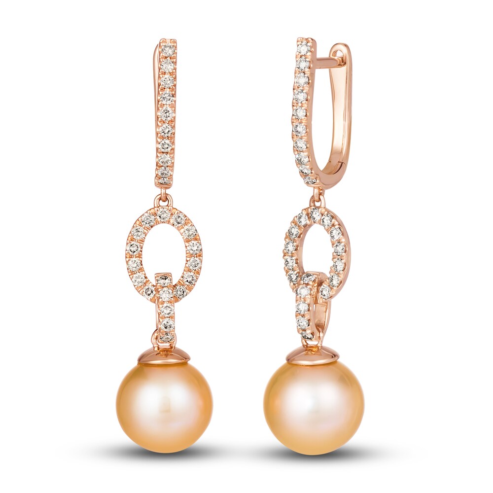 Le Vian Natural Cultured Pink Freshwater Pearl Earrings 1/2 ct tw Diamonds 14K Strawberry Gold 06g7VLkh