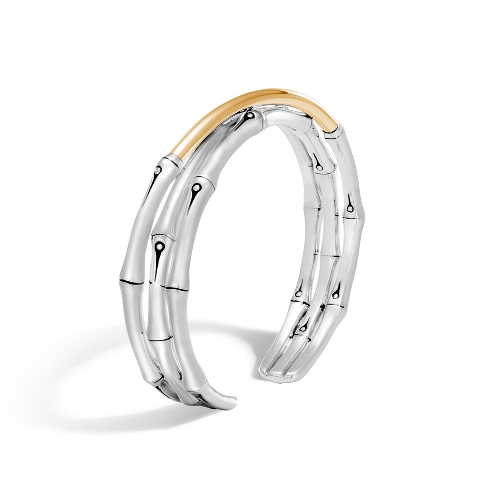 John Hardy Bamboo 12MM Flex Cuff in Silver and 18K Gold, Medium 06zWQLCP