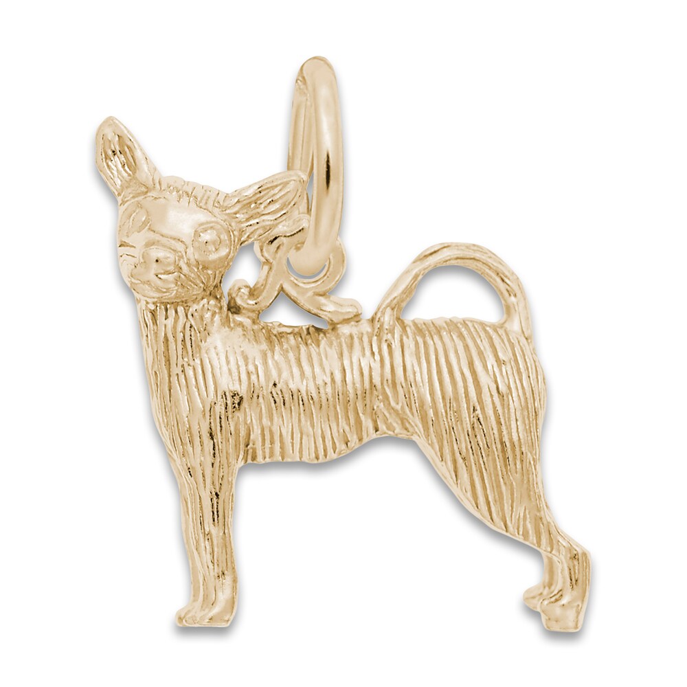 Chihuahua Dog Charm 14K Yellow Gold 07WKzz1u