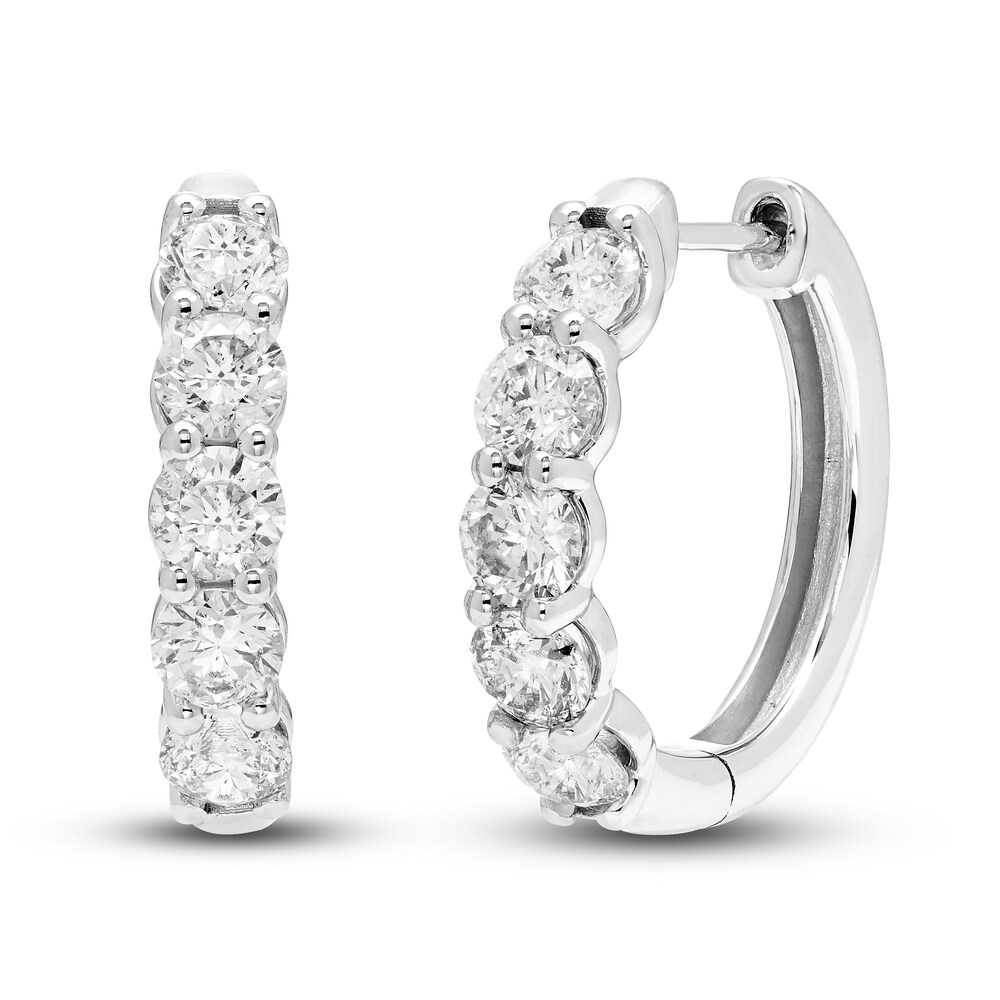 Hearts Desire Diamond Hoop Earrings 2 ct tw Round 18K White Gold 08Ga6qnA