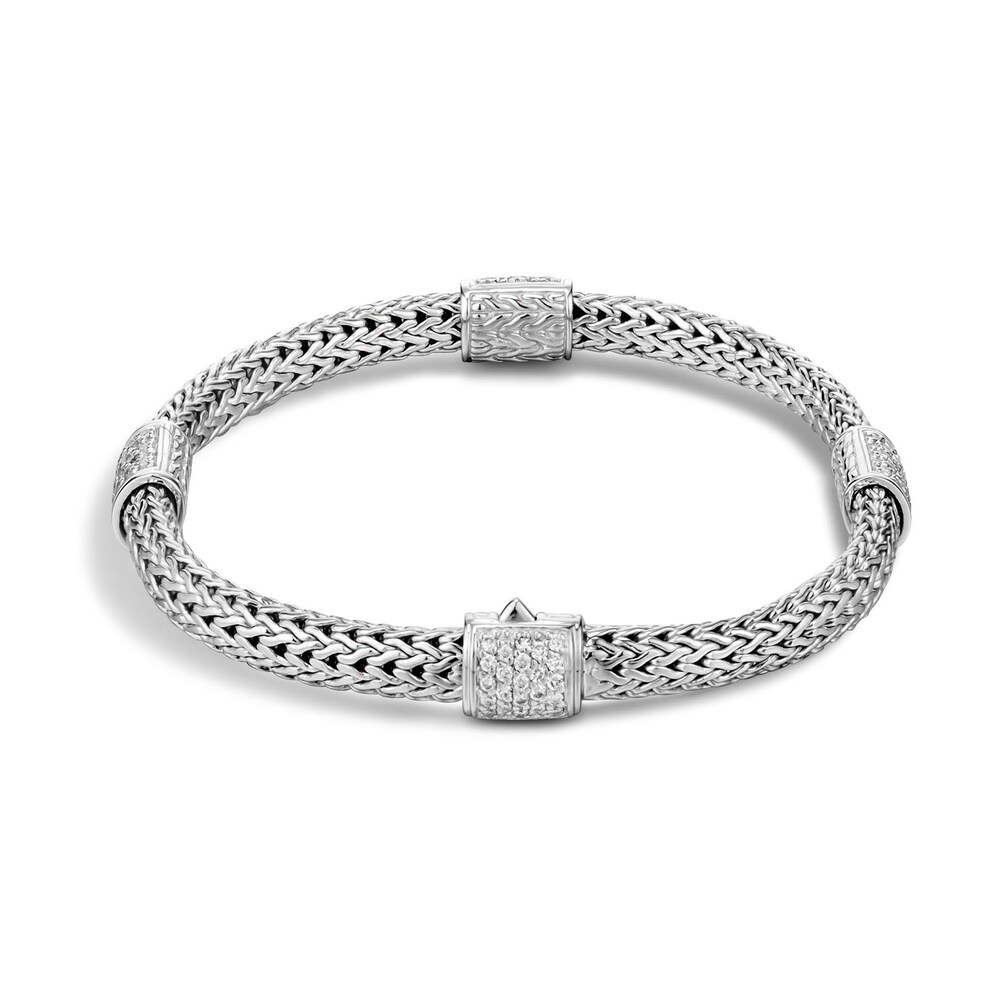 John Hardy Classic Chain 5MM Bracelet in Silver with Diamonds, Medium 09GUFYhf