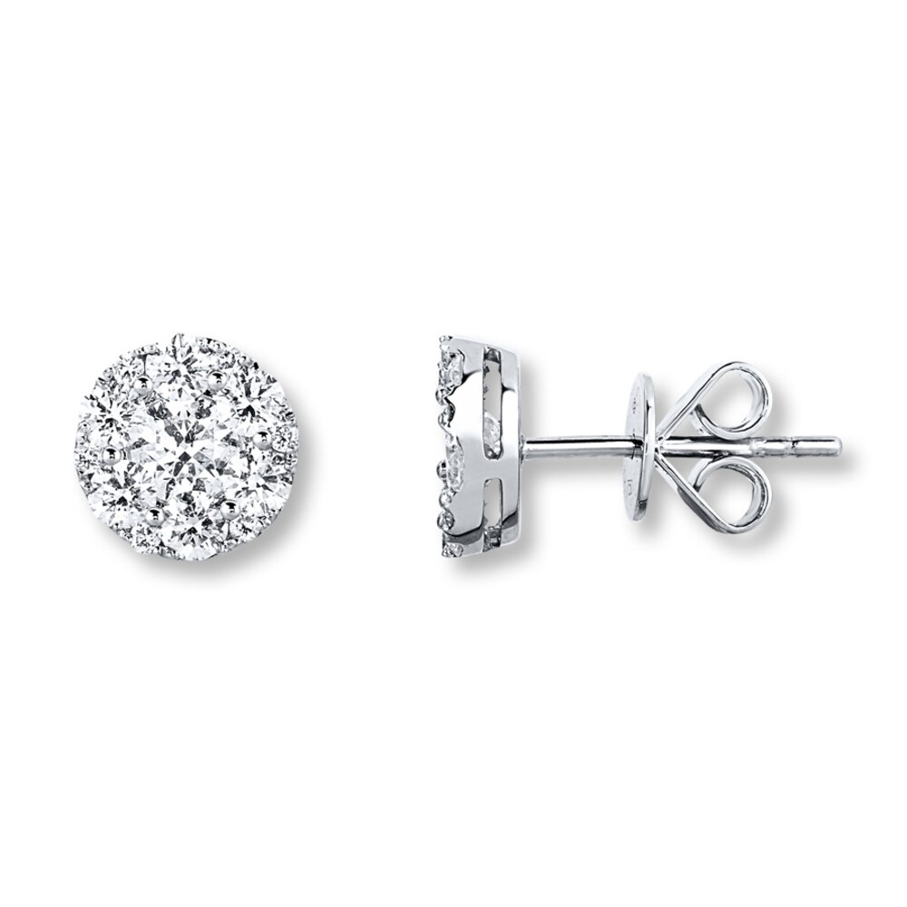 Diamond Earrings 1-1/3 ct tw Round-cut 14K White Gold 0A12RMCr