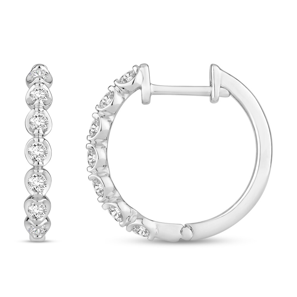 Diamond Hoop Earrings 1/2 ct tw Round 18K White Gold 0Az2uiiy