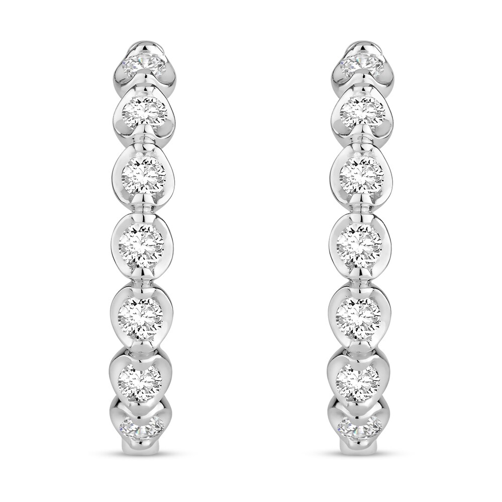 Diamond Hoop Earrings 1/2 ct tw Round 18K White Gold 0Az2uiiy