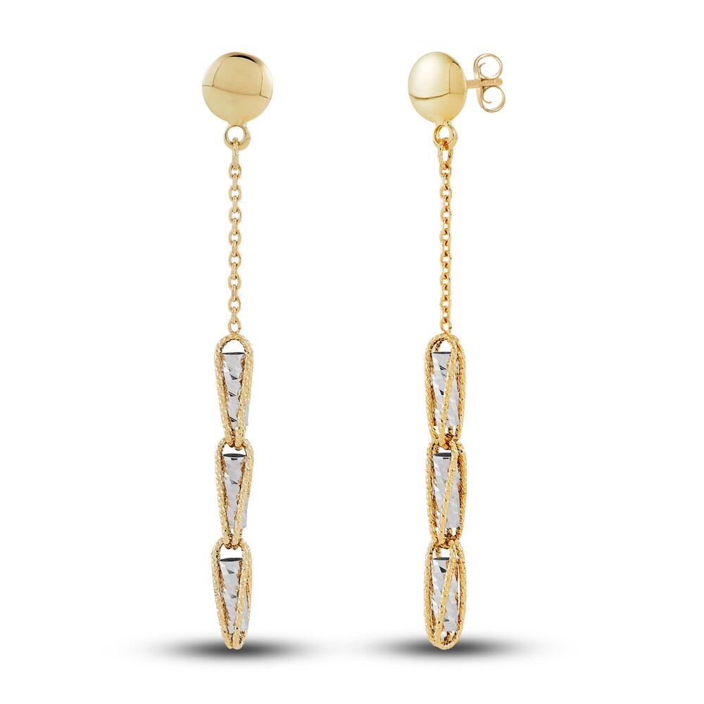 Italia D\'Oro Triangle Drop Earrings 14K Two-Tone Gold 0CCieDeU