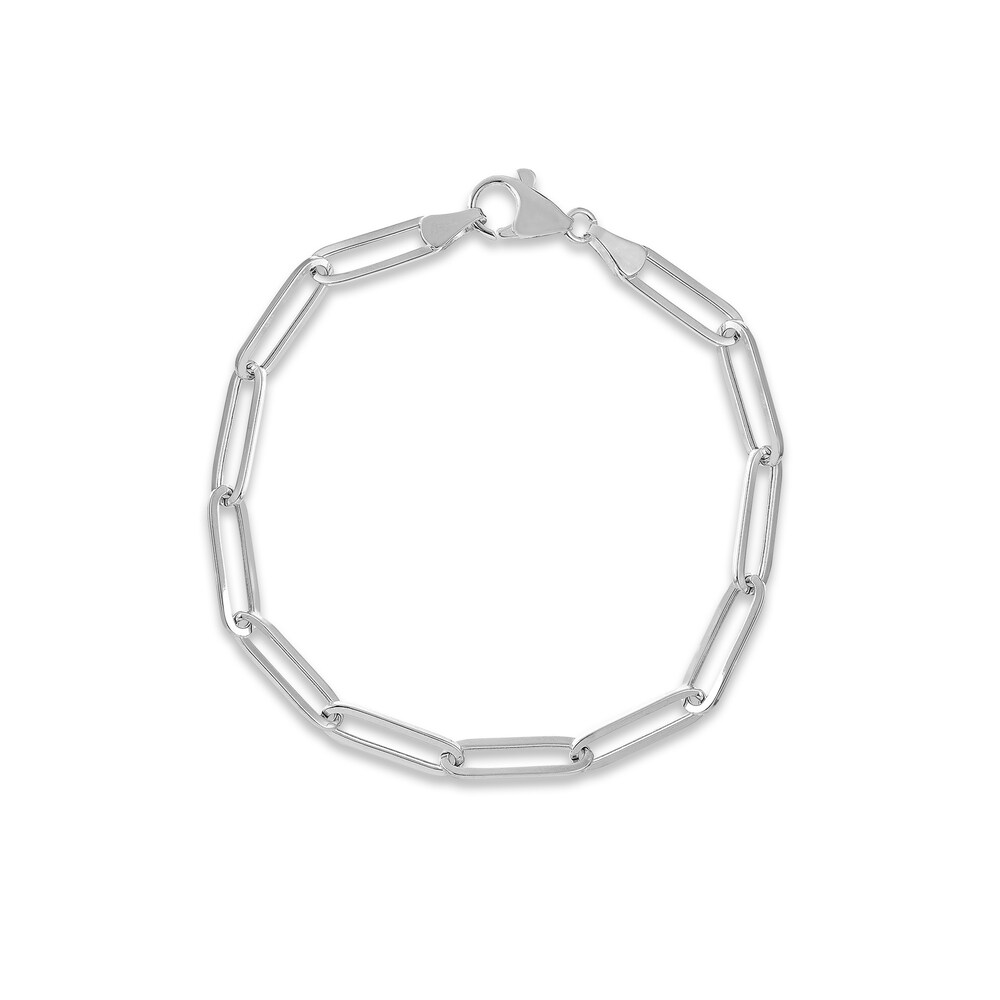 Paper Clip Chain Bracelet 14K White Gold 8" 0K76yy3T