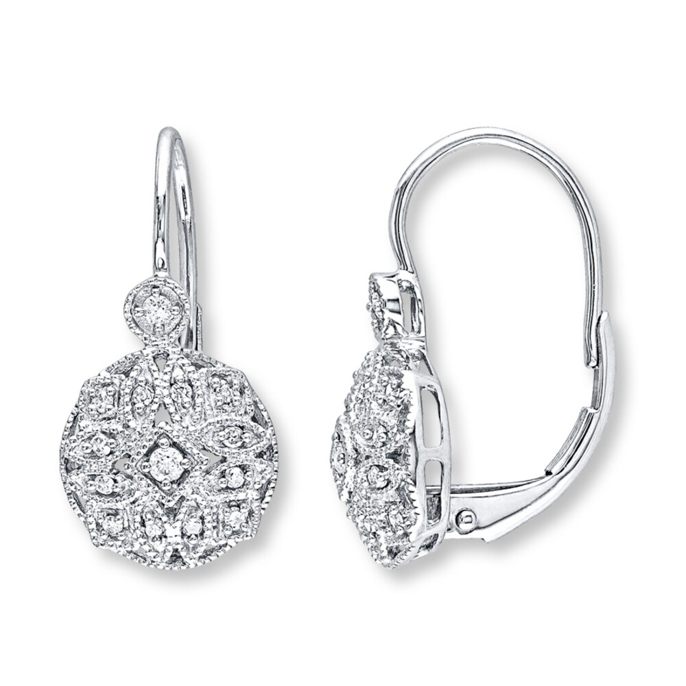 Diamond Earrings 1/8 ct tw Round-cut 14K White Gold 0Q9jJyn8