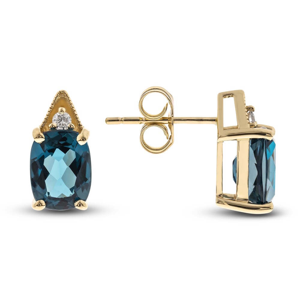 Natural Topaz Earrings 1/20 ct tw Diamonds 10K Yellow Gold 0QWYYjhB