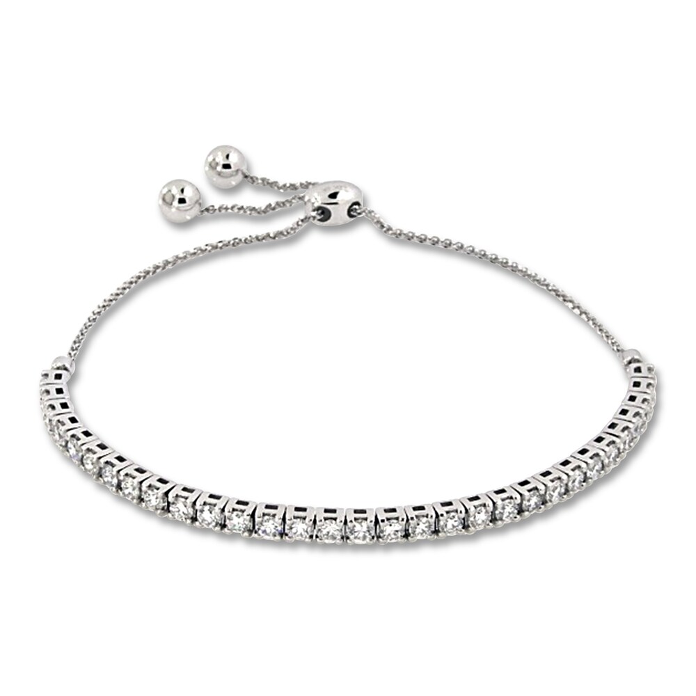 Lab-Created Diamond Bolo Bracelet 2 ct tw Round 14K White Gold 0RTvCHkz