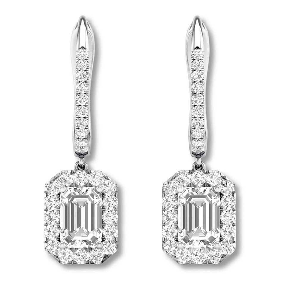 Diamond Dangle Earrings 1-1/2 ct tw 14K White Gold 0SG5zWp6