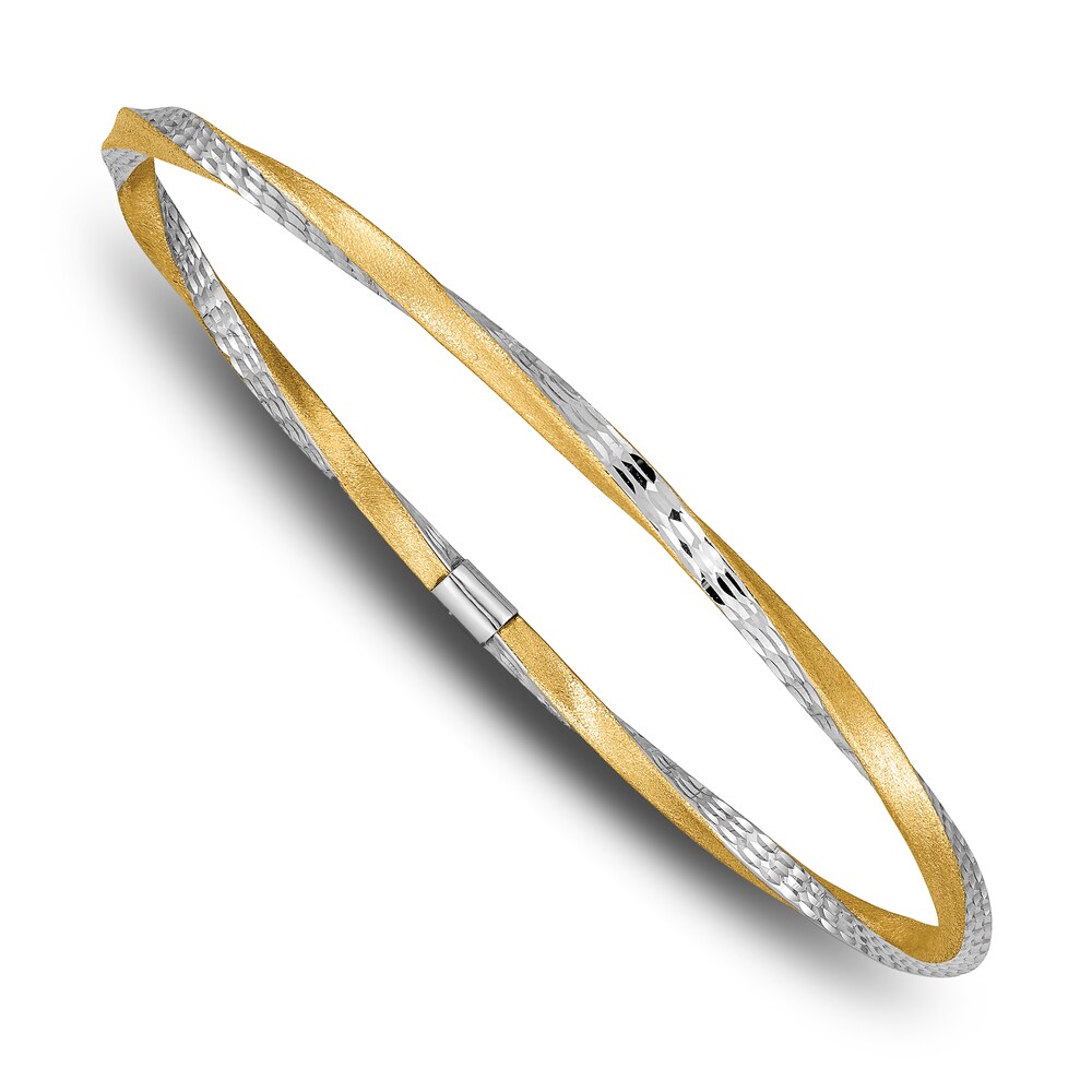 Polished Cuff Bangle Bracelet 14K Yellow Gold 7.25" 0SiarKGQ