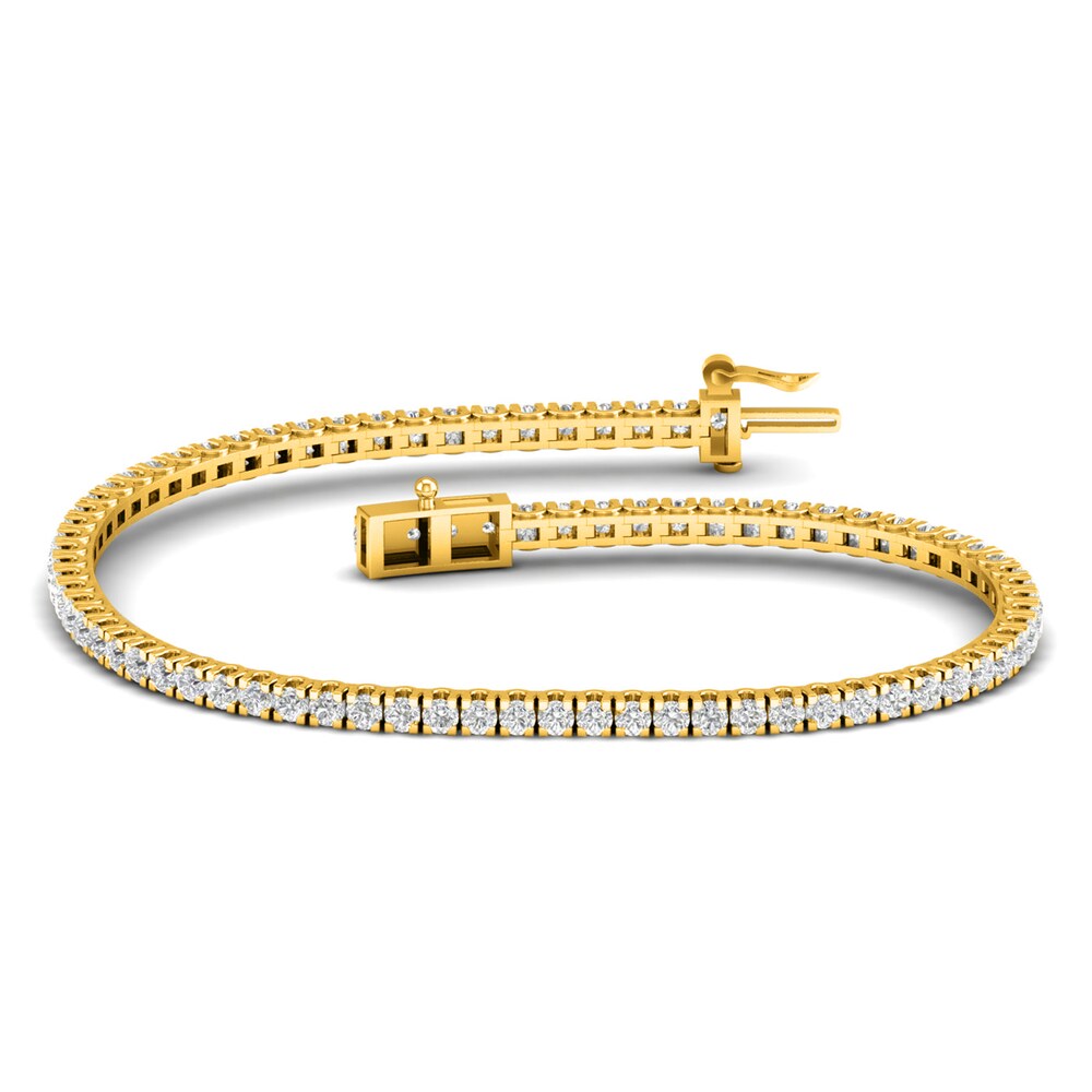 Lab-Created Diamond Tennis Bracelet 1 ct tw Round 14K Yellow Gold 7.25" 0UeLv1rd