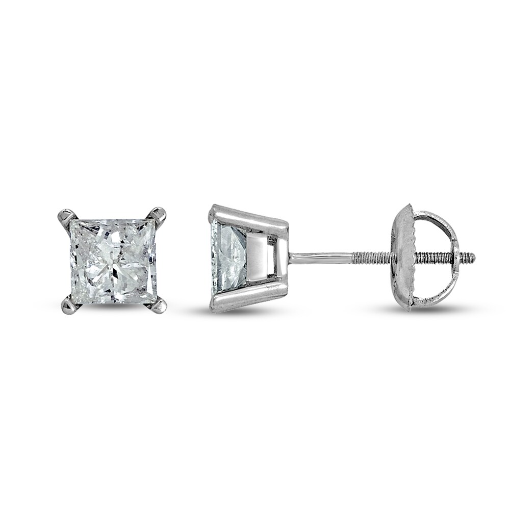 Certified Diamond Solitaire Earrings 1/2 ct tw Princess 14K White Gold (I1/I) 0VBpMpXi
