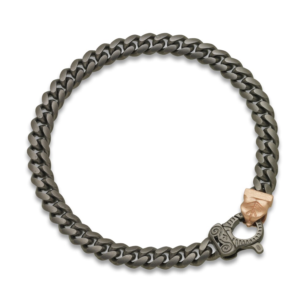 Marco Dal Maso Men's Thin Cuban Link Bracelet Sterling Silver/18K Rose Gold-Plated 8" 0a5IwHlc
