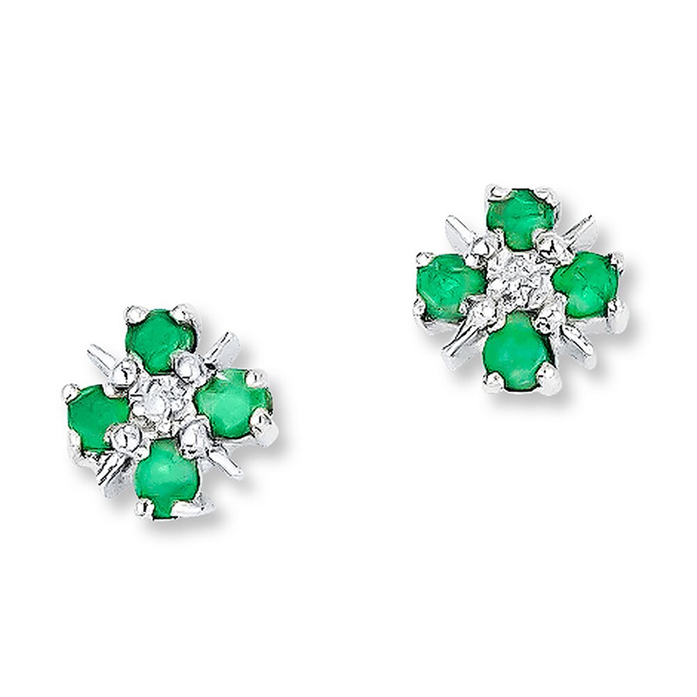 Natural Emerald Earrings Diamond Accents Sterling Silver 0creptT1
