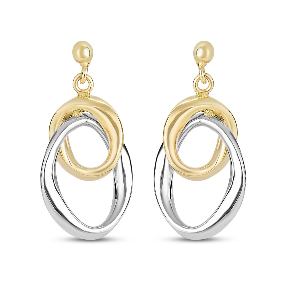 Interlocking Drop Earrings 14K Two-Tone Gold 0gC9JHx0