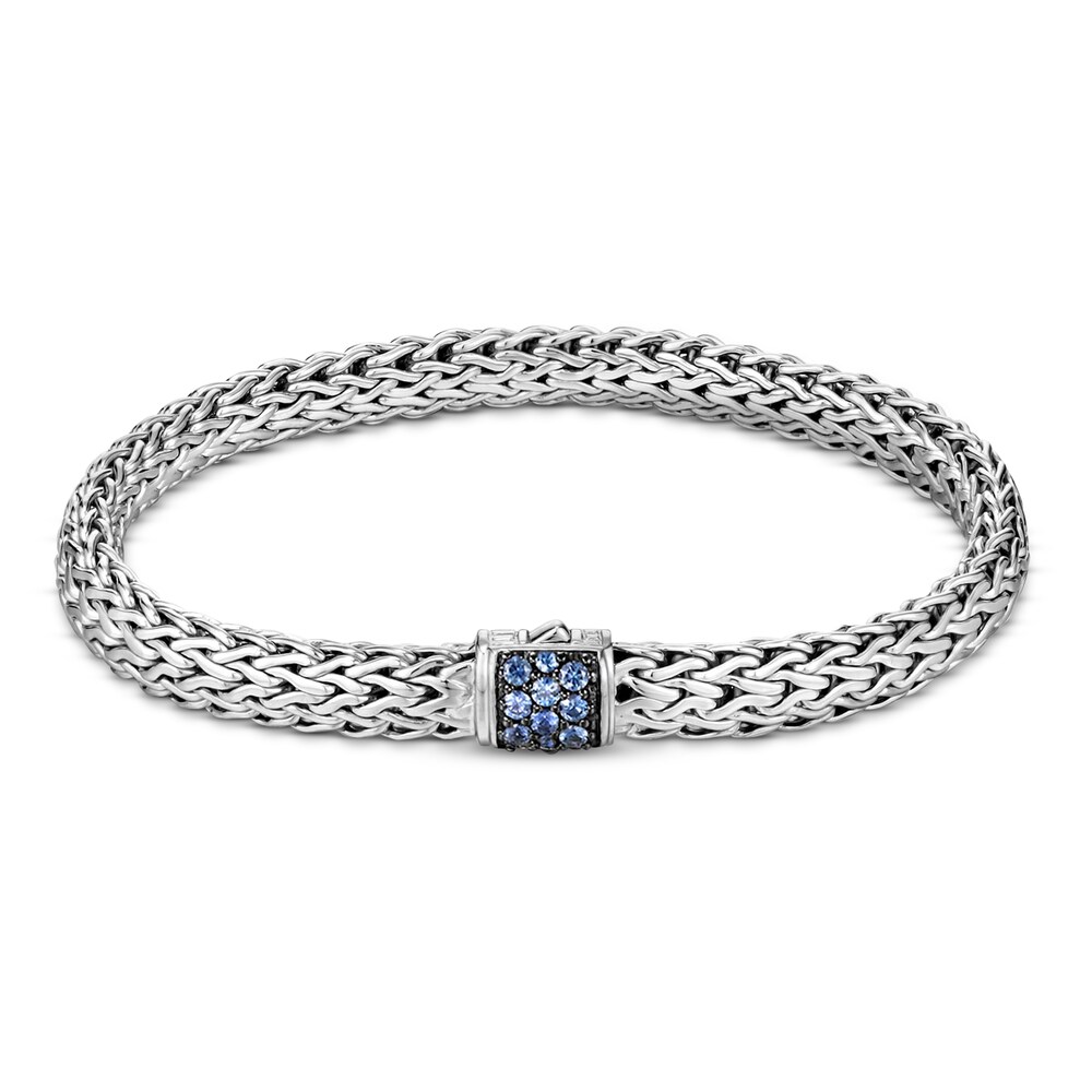 John Hardy Classic Chain Bracelet Blue Sapphire Sterling Silver 7" 0hJra4uV
