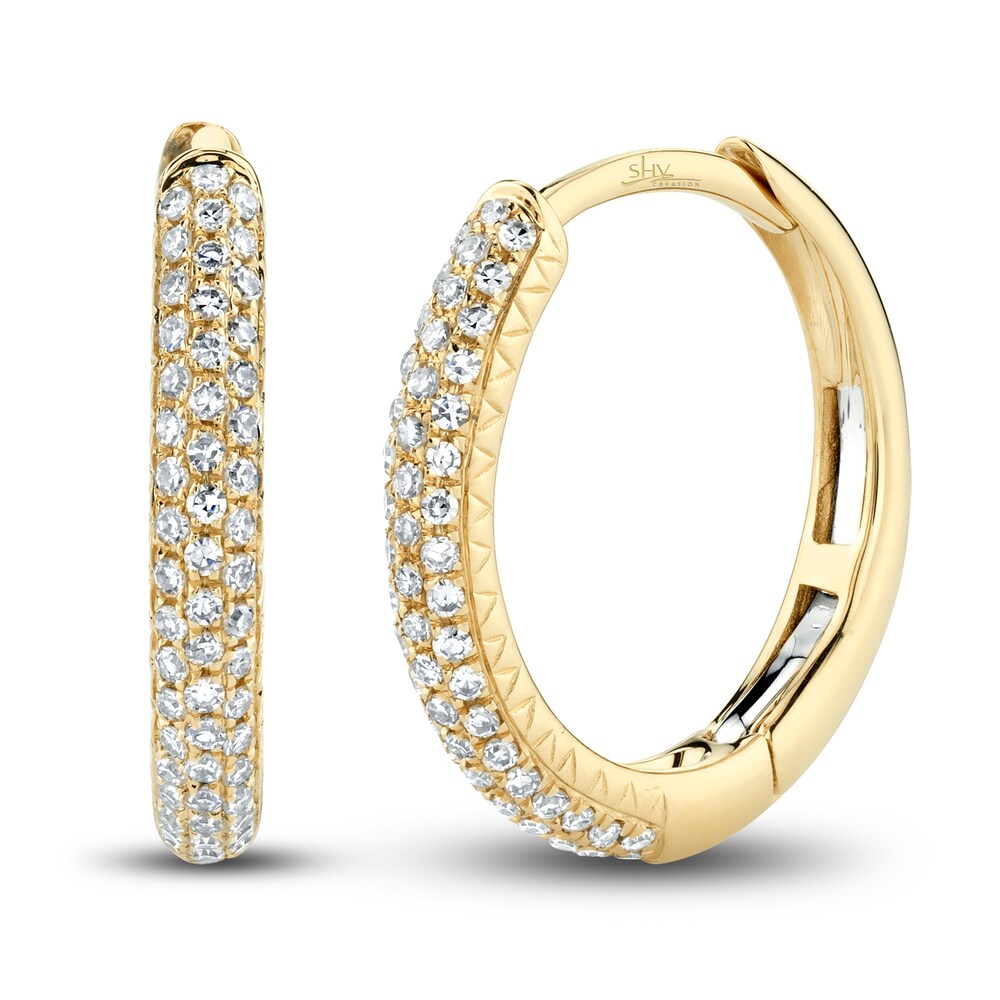 Shy Creation Diamond Hoop Earrings 1/5 ct tw Round 14K Yellow Gold SC55004582 0mV4JzXv