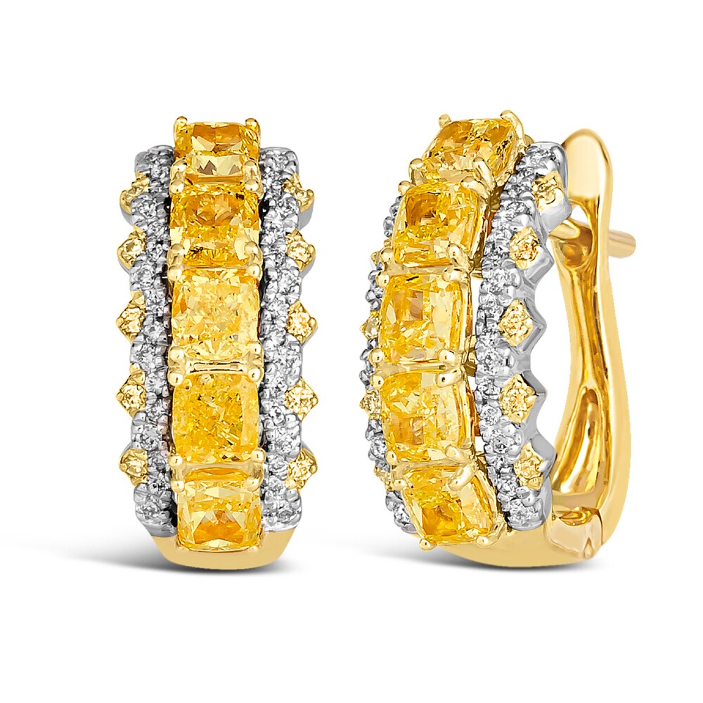 Le Vian Sunny Yellow Diamond Hoop Earrings 2 ct tw Round/Cushion 14K Two-Tone Gold 0qFyzsGQ