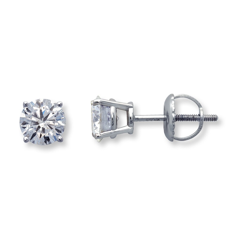 Certified Diamond Earrings 1 ct tw Round-cut 18K White Gold (I1/I) 0s1xlBfn