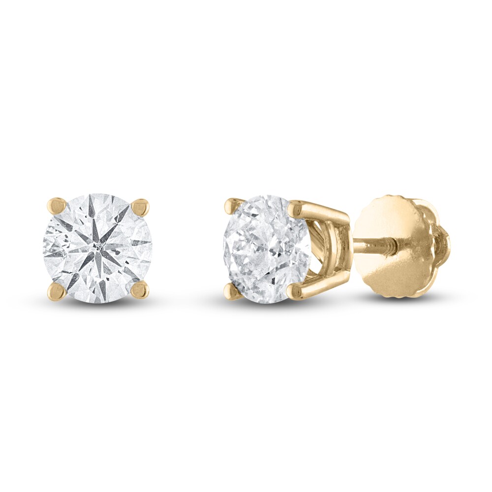 Diamond Solitaire Stud Earrings 1/2 ct tw Round 14K Yellow Gold (I1/I) 0s3ujFU1