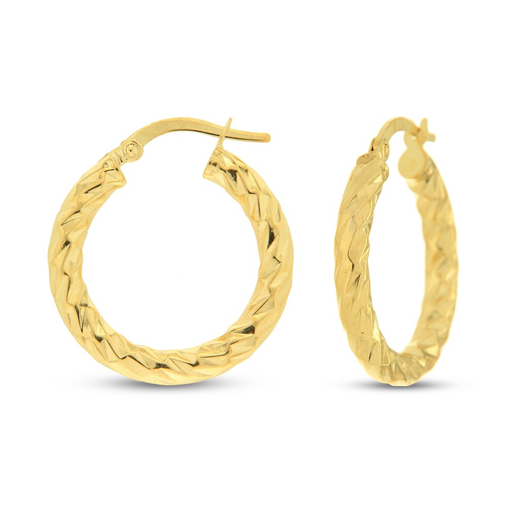 Patterned Hoop Earrings 14K Yellow Gold 0ug2FNTb