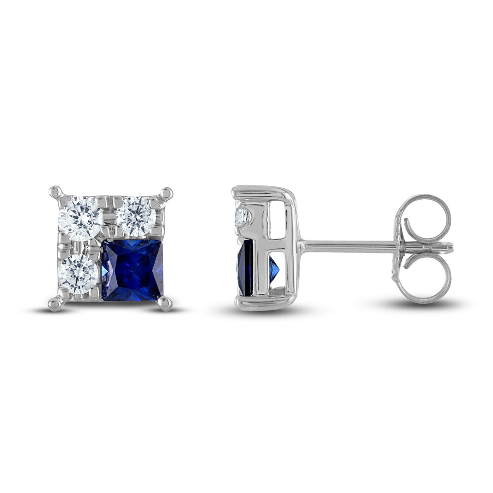 Vera Wang WISH Diamond & Blue Sapphire Stud Earrings 1/3 ct tw Round 10K White Gold 0vxy4CxU