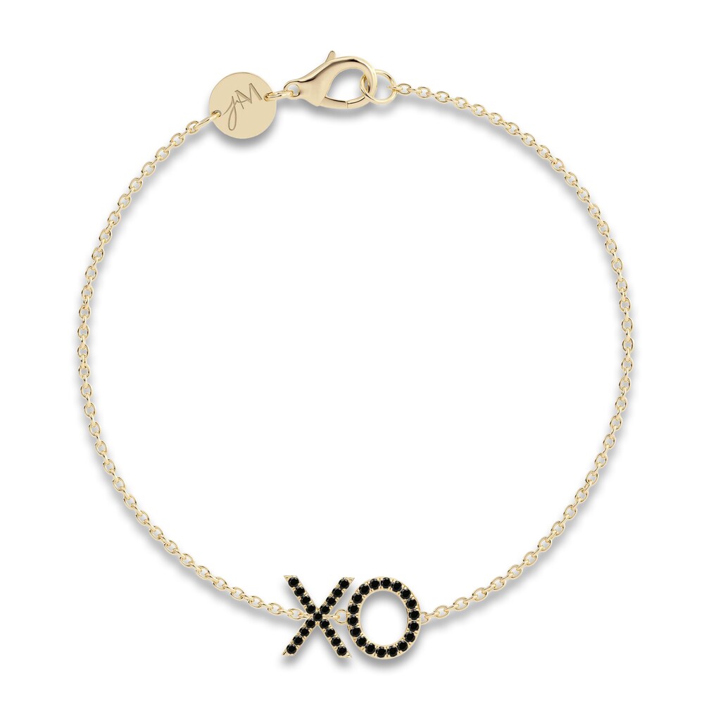 Juliette Maison Black Diamond Station Name Bracelet 1/2 ct tw Round 10K Yellow Gold 12R1tSzB