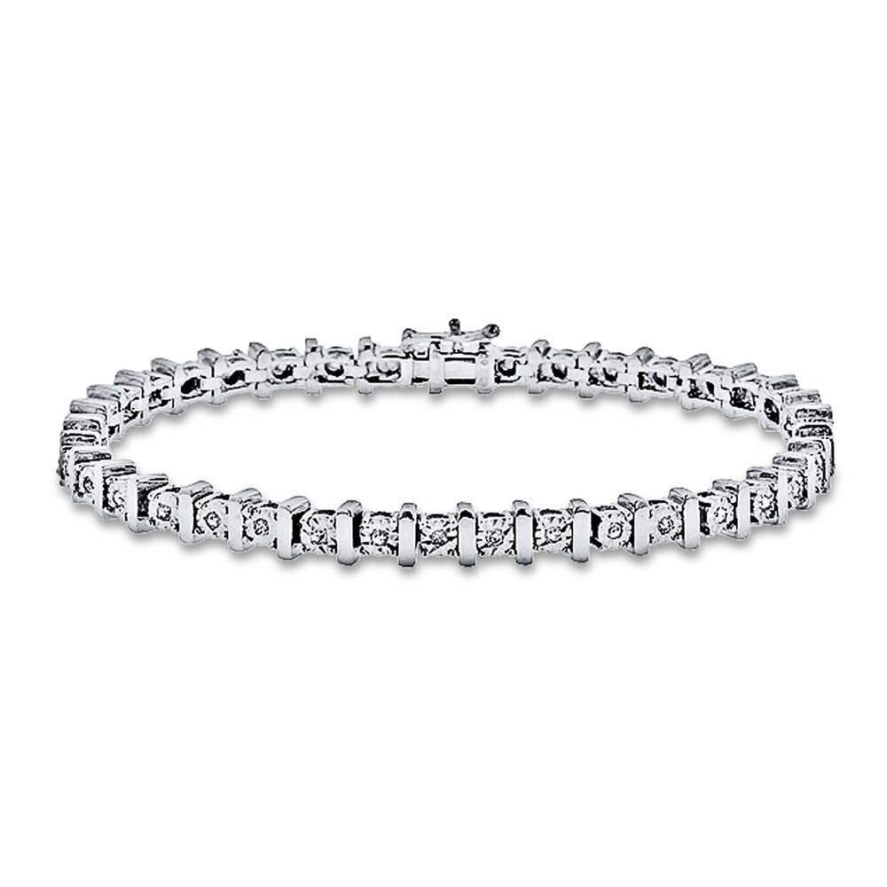 Diamond Bracelet 1/2 ct tw Round-cut Sterling Silver 16FL90es