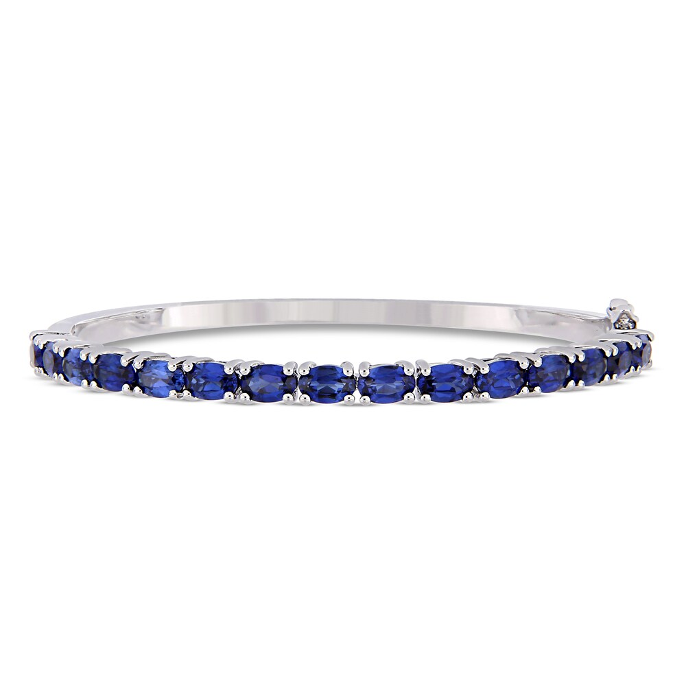 Lab-Created Blue Sapphire Bracelet Oval-cut Sterling Silver 19CyXBdG