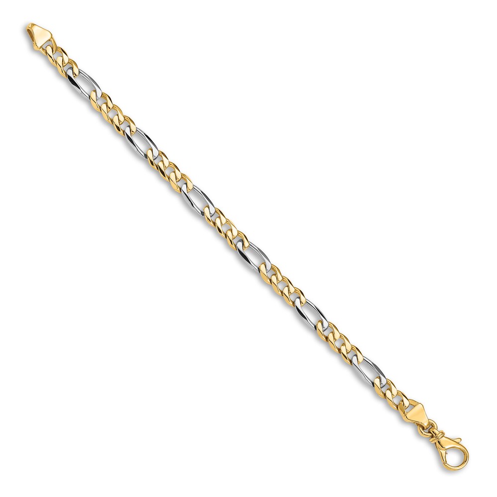Men\'s Two-Tone Link Bracelet 14K Two-Tone Gold 5.8mm 8\" 19KqOJdP