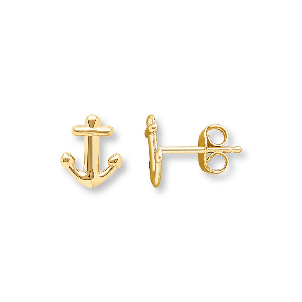 Young Teen Anchor Earrings 14K Yellow Gold 1Fwq4Euz