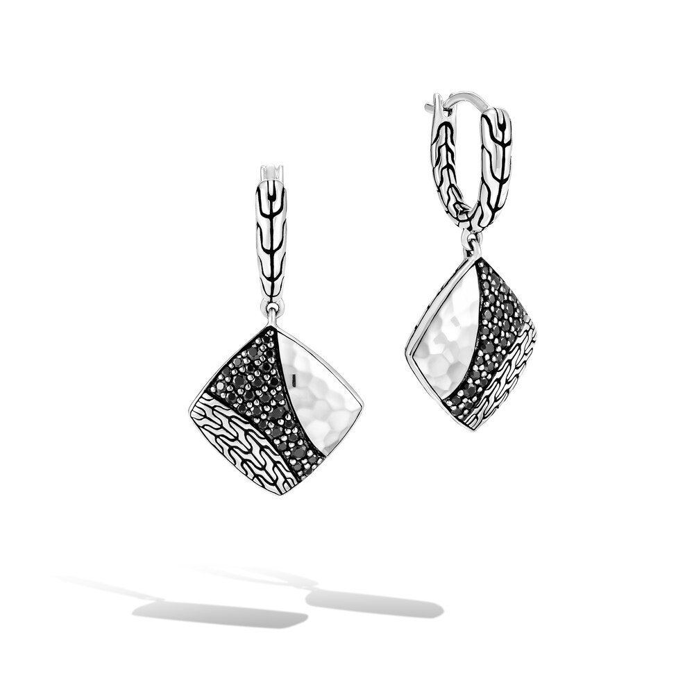 John Hardy Classic Chain Drop Earrings Natural Black Sapphire/Spinel Sterling Silver 1JVaCyL2