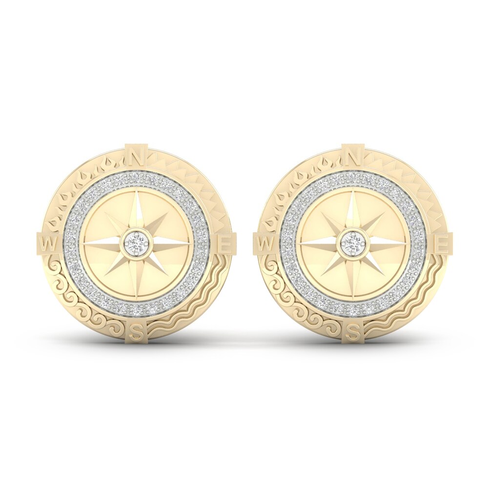 Men\'s Diamond Earth Stud Earrings 1/6 ct tw Round 10K Yellow Gold 1NLuTJZK