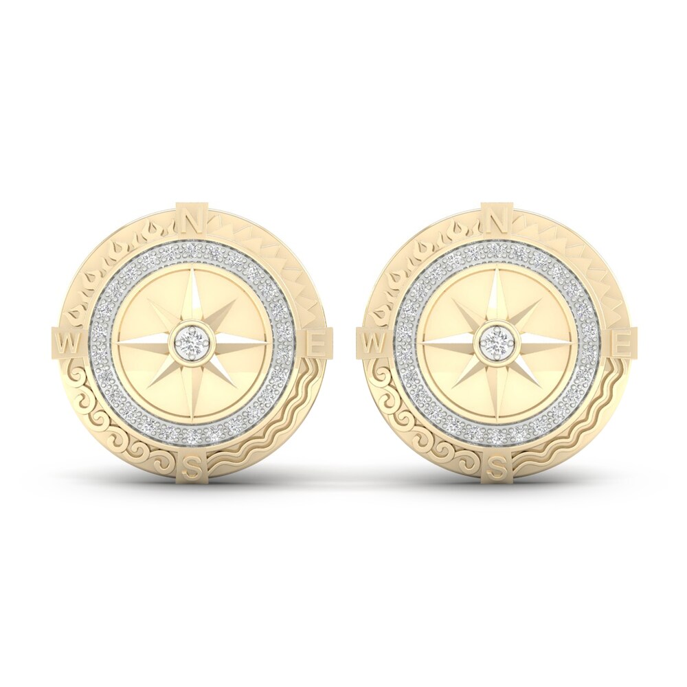 Men's Diamond Earth Stud Earrings 1/6 ct tw Round 10K Yellow Gold 1NLuTJZK