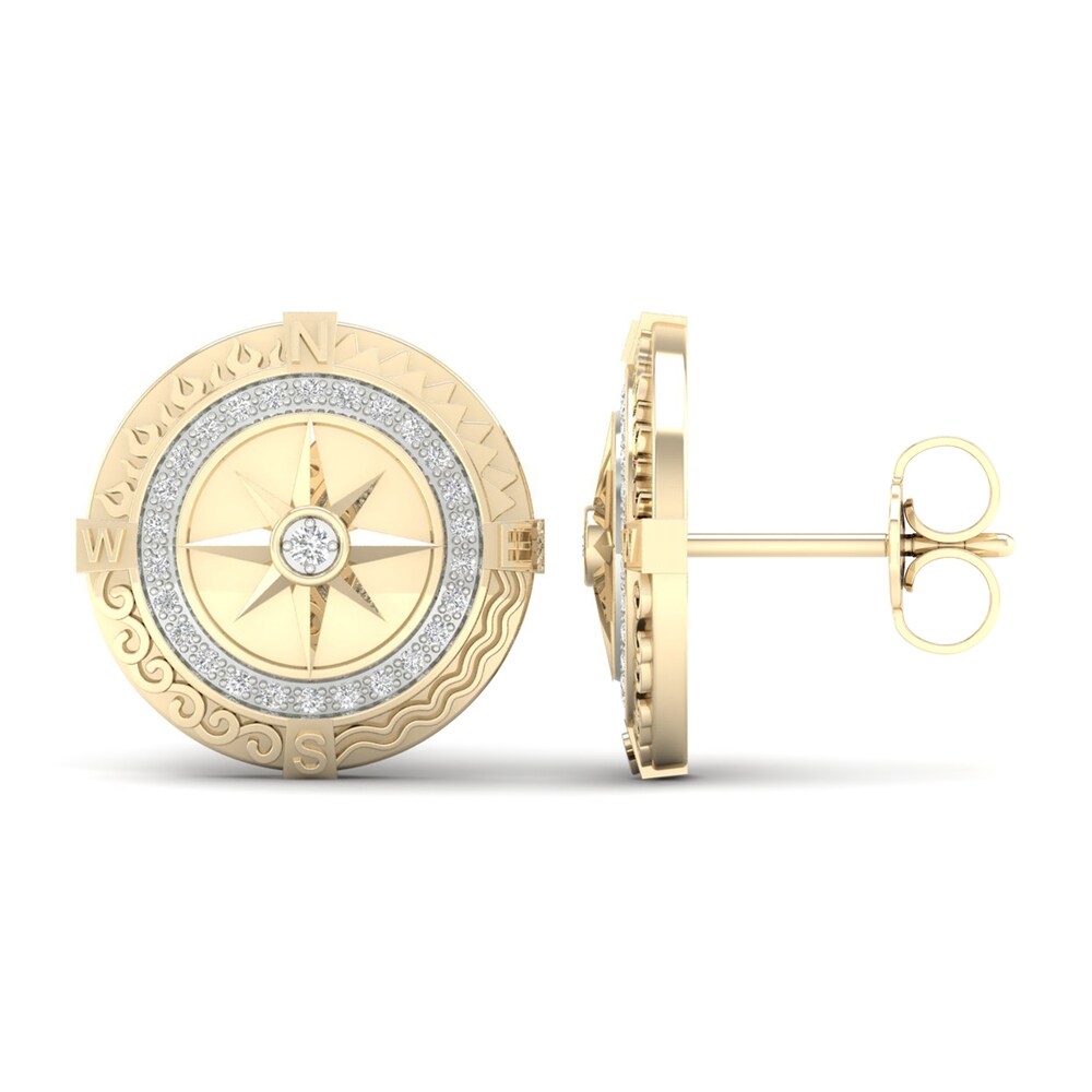 Men\'s Diamond Earth Stud Earrings 1/6 ct tw Round 10K Yellow Gold 1NLuTJZK