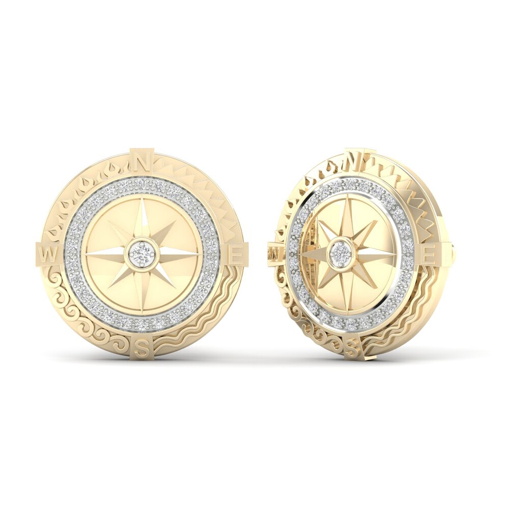 Men\'s Diamond Earth Stud Earrings 1/6 ct tw Round 10K Yellow Gold 1NLuTJZK