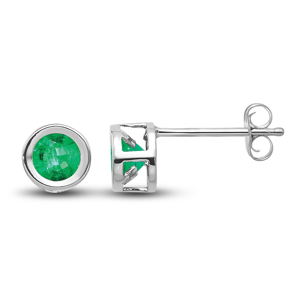 Natural Emerald Stud Earrings 14K White Gold 1NvEVtlp