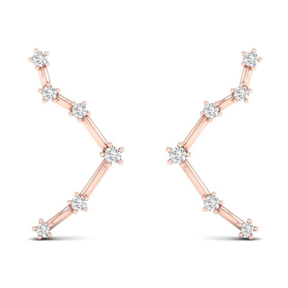 Diamond Libra Constellation Earrings 1/8 ct tw Round 14K Rose Gold 1QdBzkJo