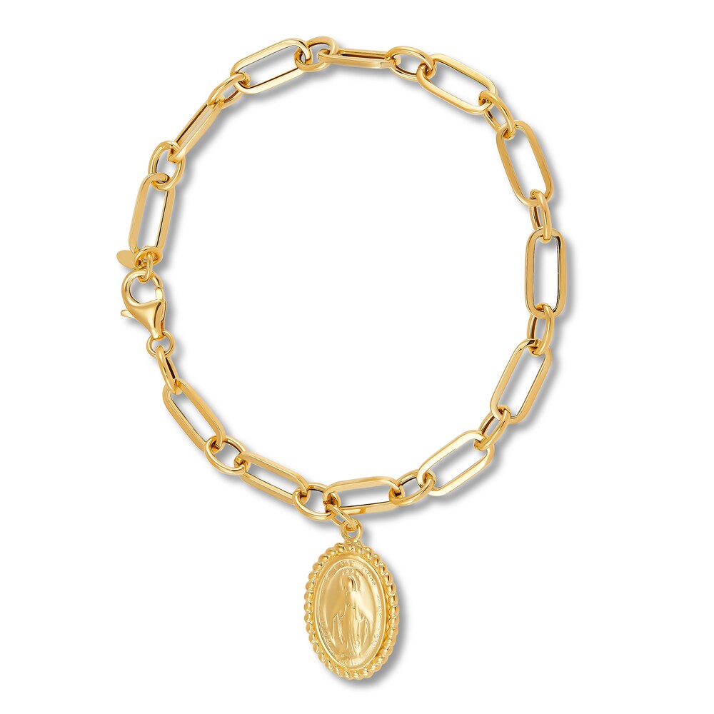Italia D'Oro Virgin Mary Chain Bracelet 14K Yellow Gold 1RqrsMOj