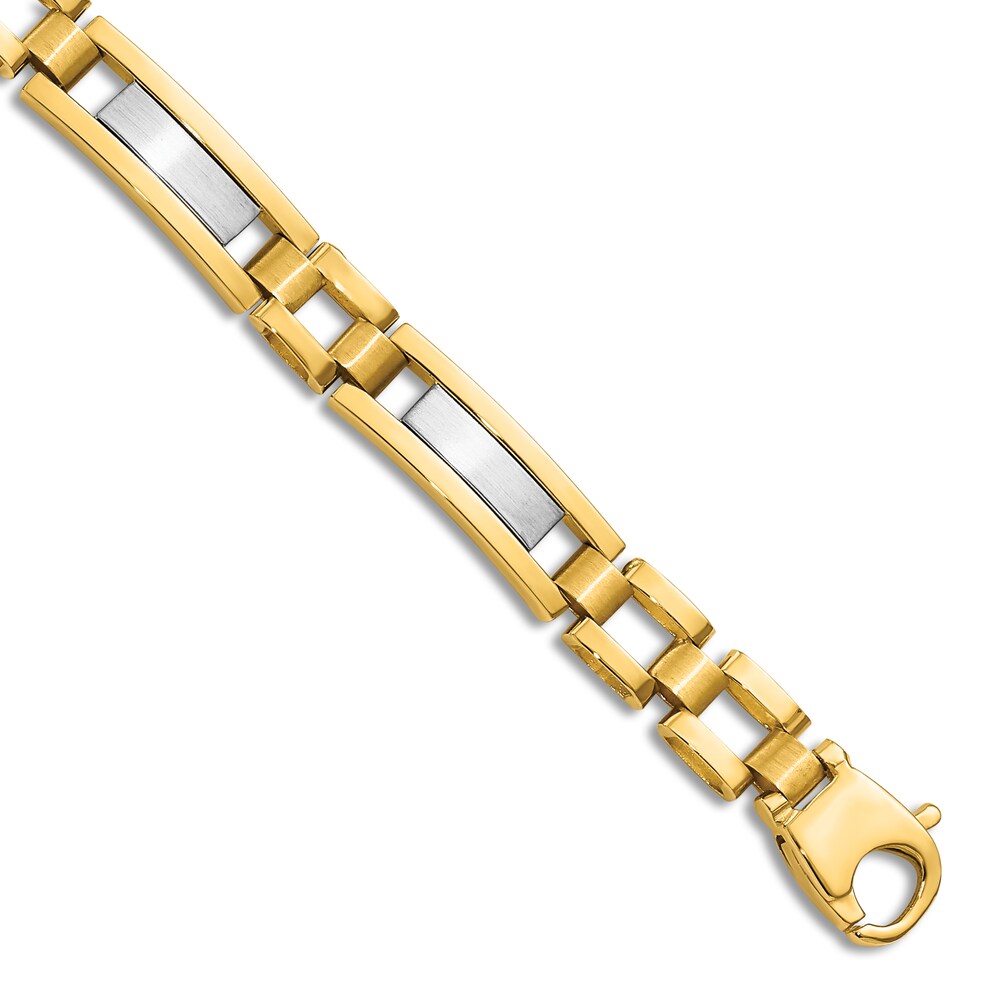 High-Polish Link Bracelet 14K Two-Tone Gold 8.5" 1SH4ajRi