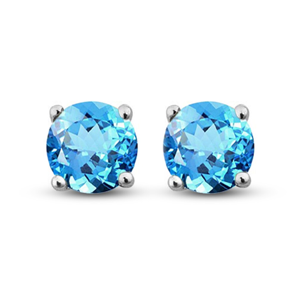 Natural Topaz Stud Earrings 14K White Gold 1TuEPQb4