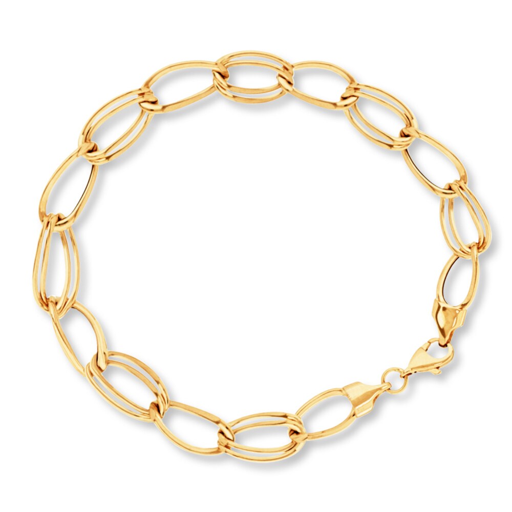 Double Link Bracelet 14K Yellow Gold 7.25" Length 1UIfuV3f