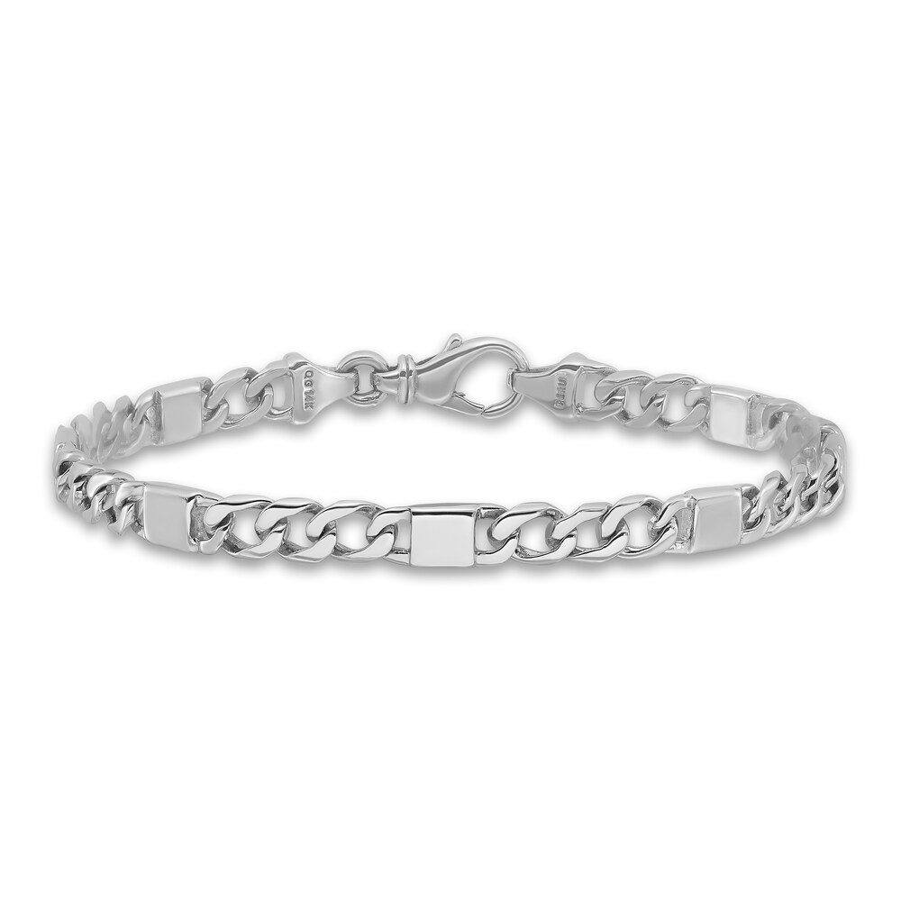 Men's Fancy Link Bracelet 14K White Gold 5.6mm 8" 1WOJBgaR